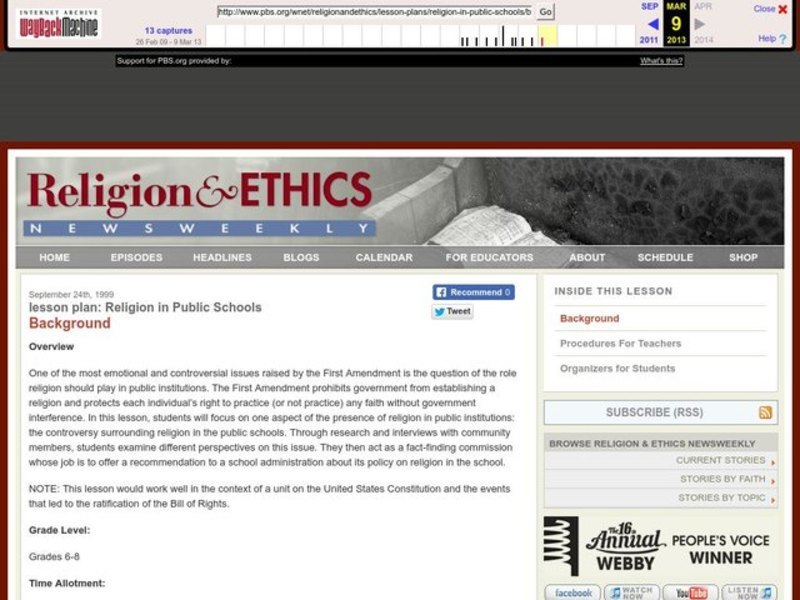 Religion in Public Schools Lesson Plan