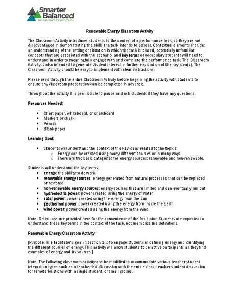 Renewable Energy Activity