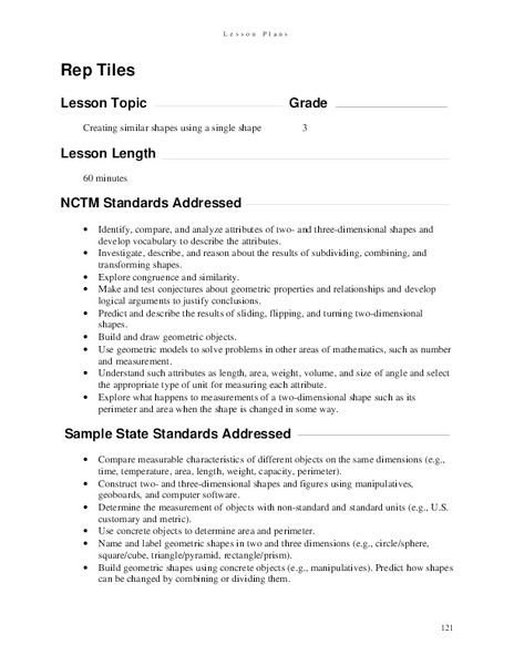 Rep Tiles Lesson Plan