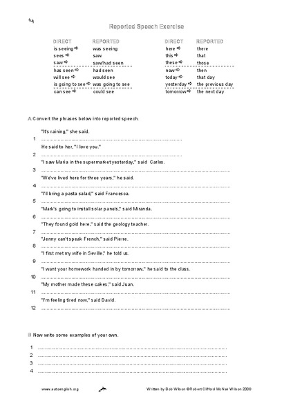 Reported Speech Lesson Plan