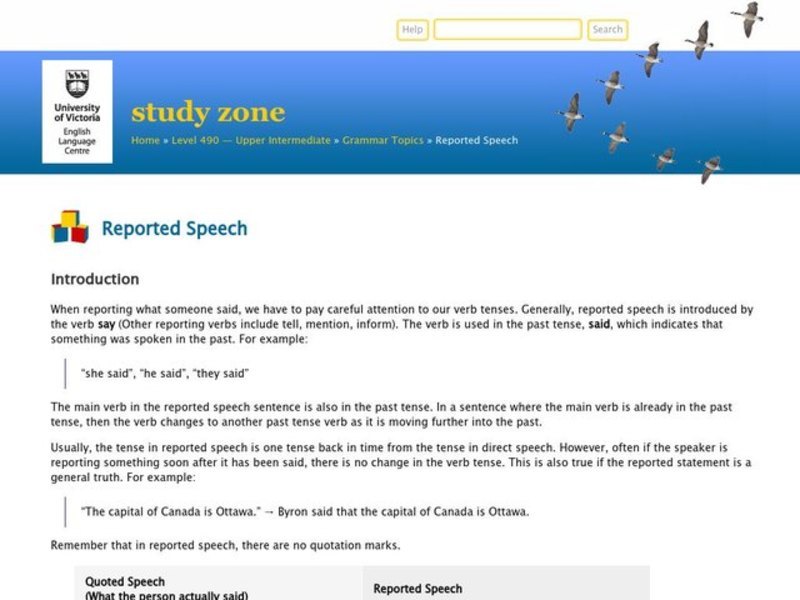Reported Speech Interactive
