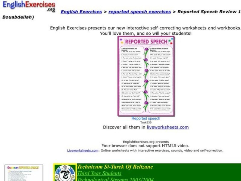 Reported Speech Interactive