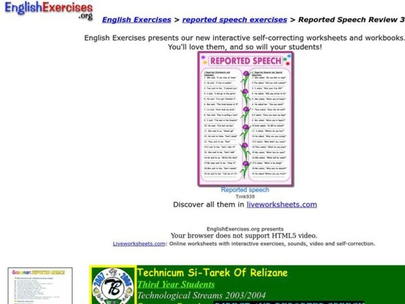 Reported Speech 3 Interactive