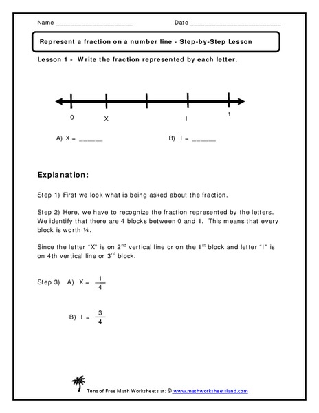 Represent a Fraction on a Number Line Worksheet