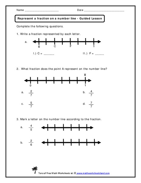 Represent a Fraction on a Number Line Worksheet