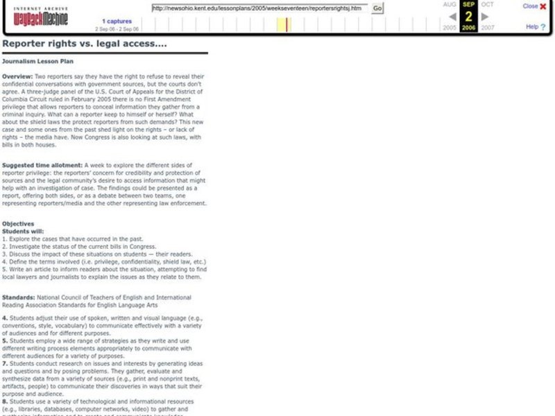 Reporter rights vs. legal access... Lesson Plan
