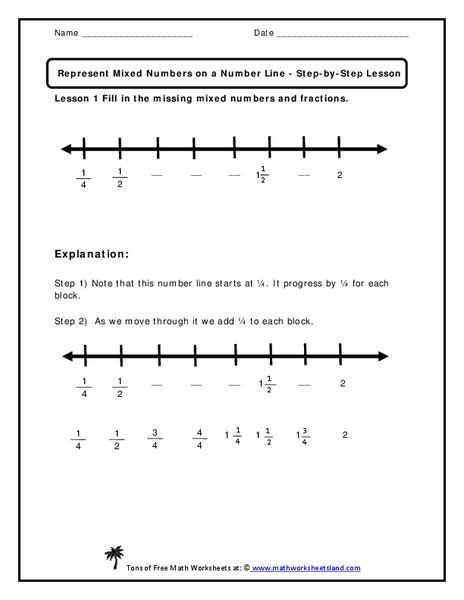 Represent Mixed Numbers on a Number Line Worksheet