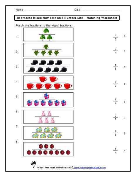 Represent Mixed Numbers on a Number Line Worksheet