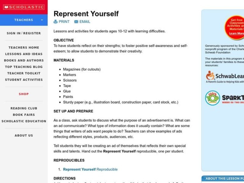 Represent Yourself Lesson Plan