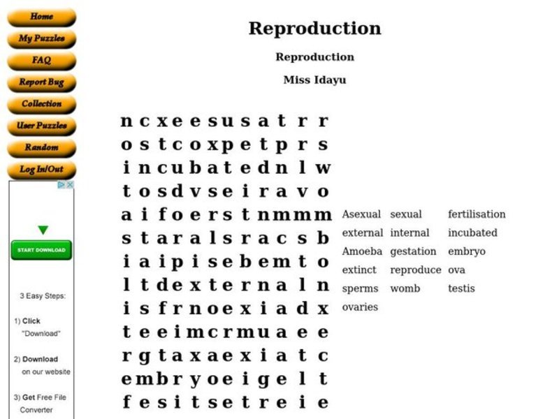 Reproduction Worksheet