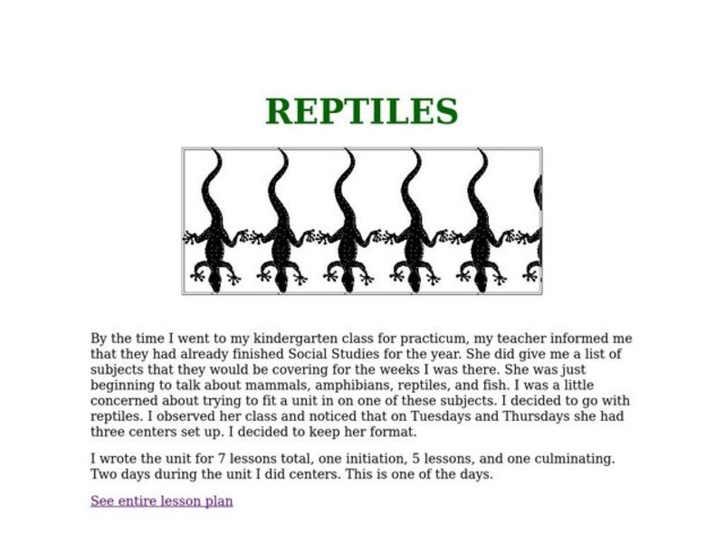Reptiles Lesson Plan