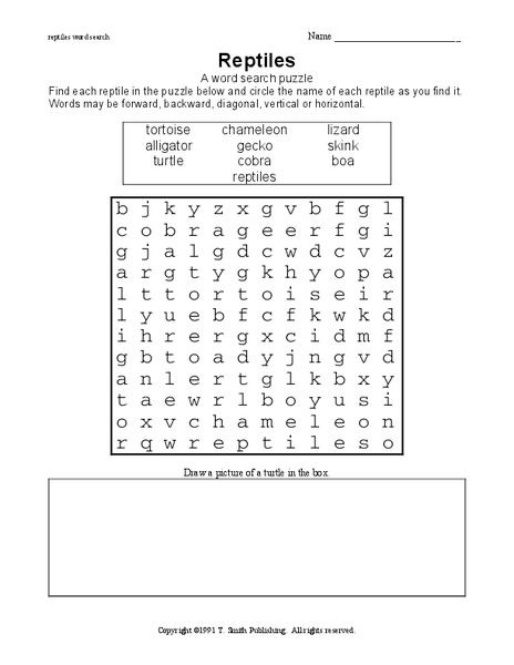 Reptiles Worksheet