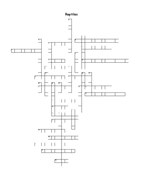 Reptiles Crossword Puzzle Worksheet