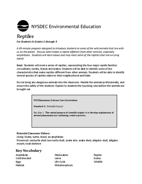Reptiles and Amphibians Lesson Plan