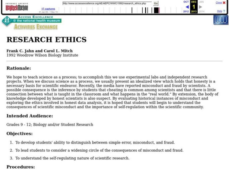 Research Ethics Lesson Plan