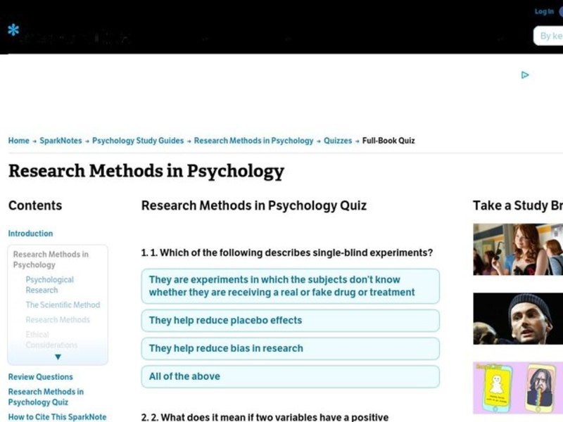 Research Methods in Psychology Worksheet