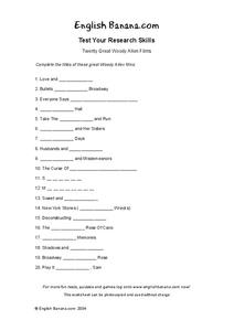 Research Skills Worksheet