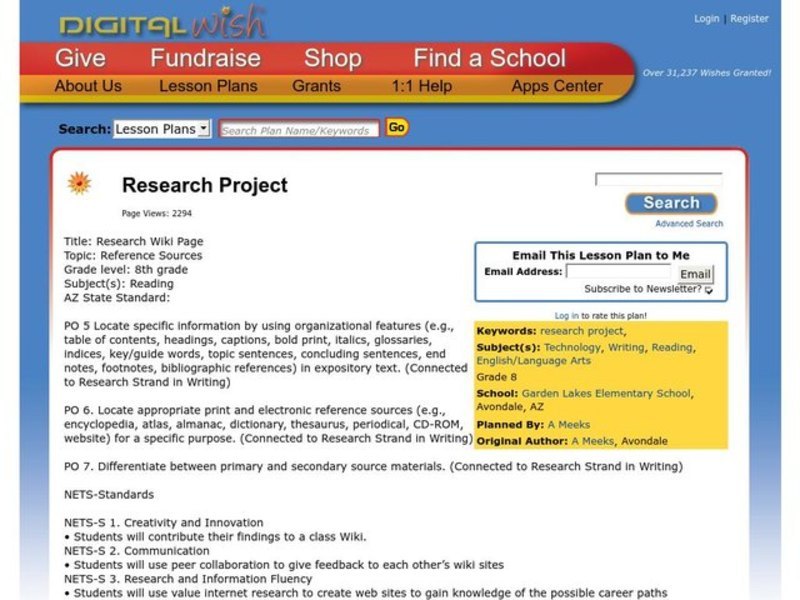 Research project Lesson Plan