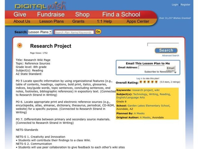 Research Project Lesson Plan