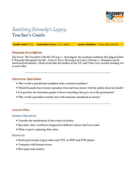 Resolving Kennedy's Legacy Lesson Plan