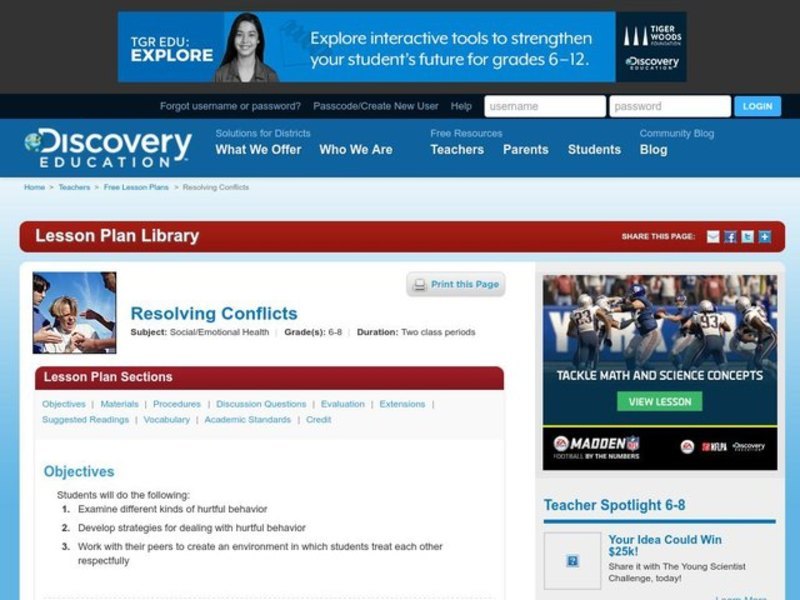 Resolving Conflicts Lesson Plan