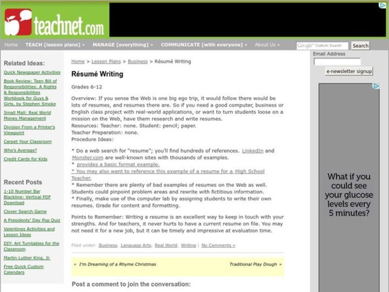 Résumé Writing Lesson Plan