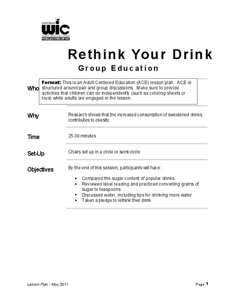 Rethink Your Drink Lesson Plan