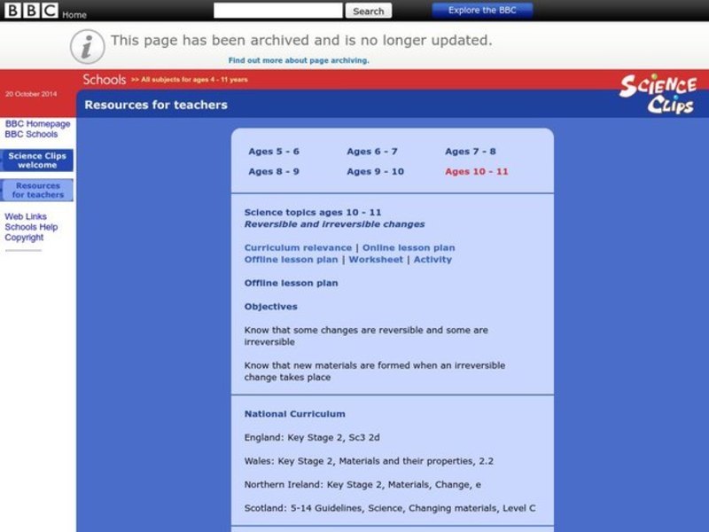 Reversible and irreversible changes Lesson Plan