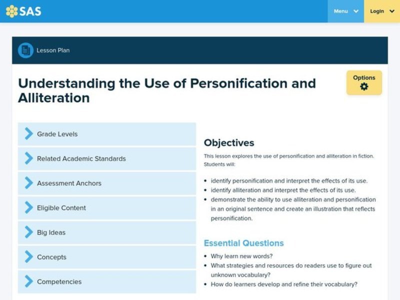 Review of Personification and Alliteration Lesson Plan