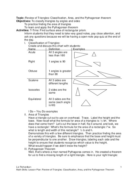 Review of Triangles Lesson Plan