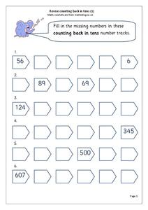 Revise Counting Back in Tens Worksheet