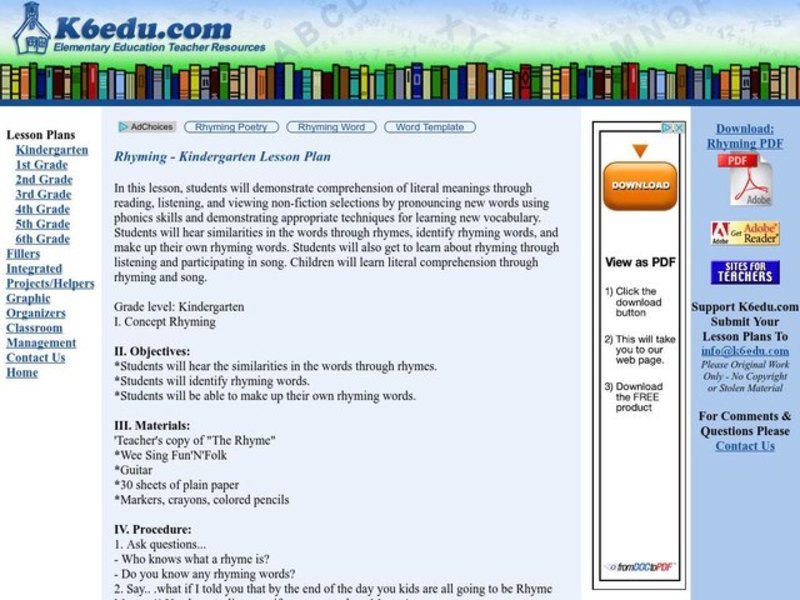 Rhyming Lesson Plan