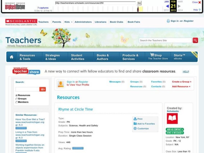 Rhyme at Circle Time Lesson Plan