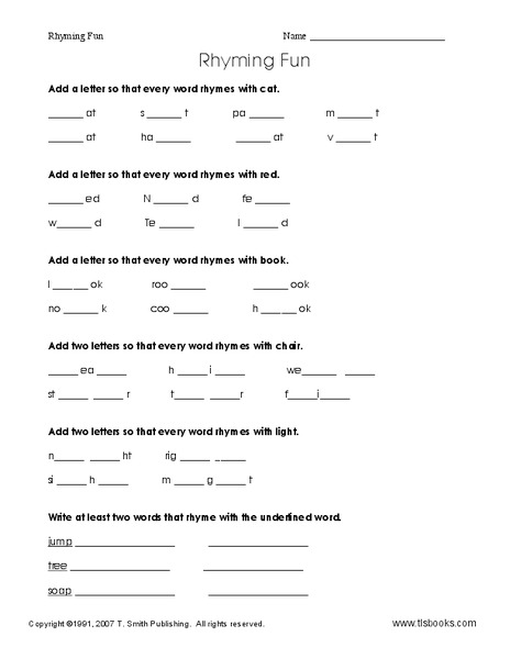 Rhyming Fun Worksheet