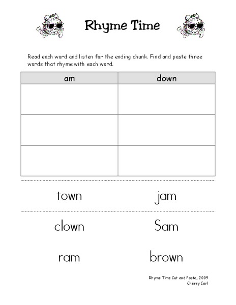 Rhyme Time Worksheet
