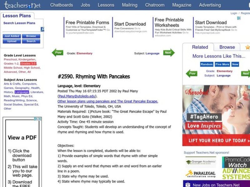 Rhyming With Pancakes Lesson Plan