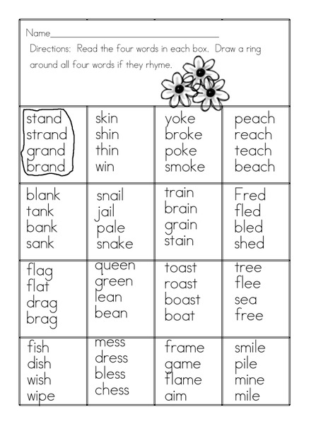 Rhyming Words Worksheet