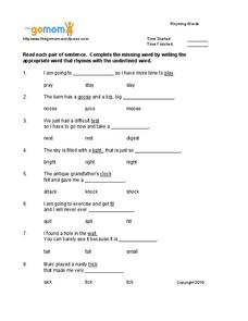 Rhyming Words Worksheet