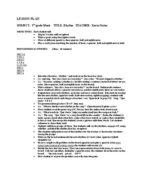 Rhythm Lesson Plan