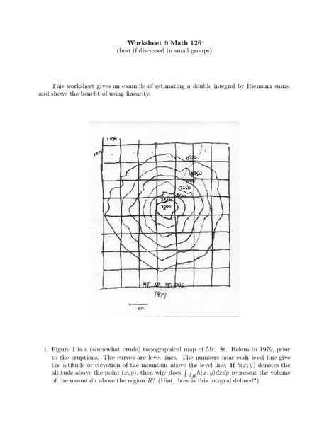 Riemann Sums Worksheet