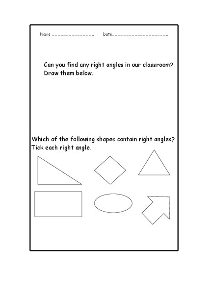 Right Angles Worksheet