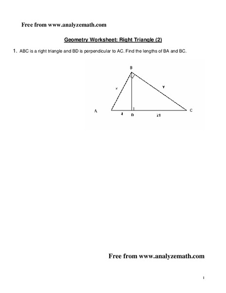 Right Triangle Worksheet
