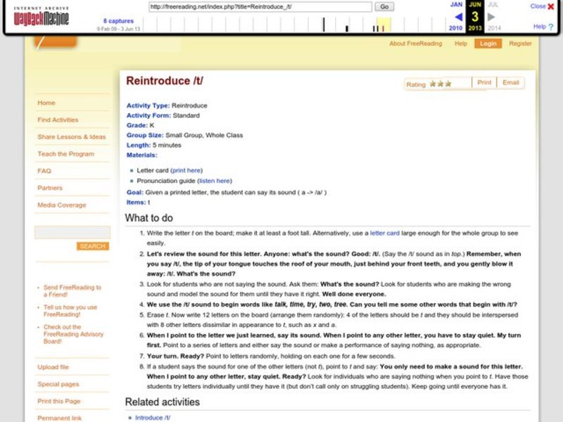 Reintroduce /T/ Lesson Plan