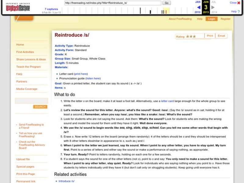 Reintroduce /s/ Lesson Plan