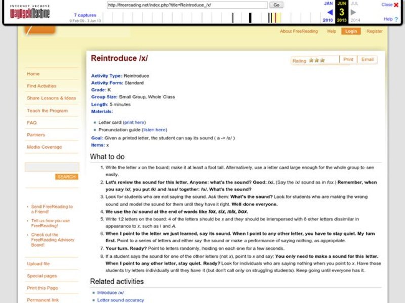 Reintroduce /X/ Lesson Plan
