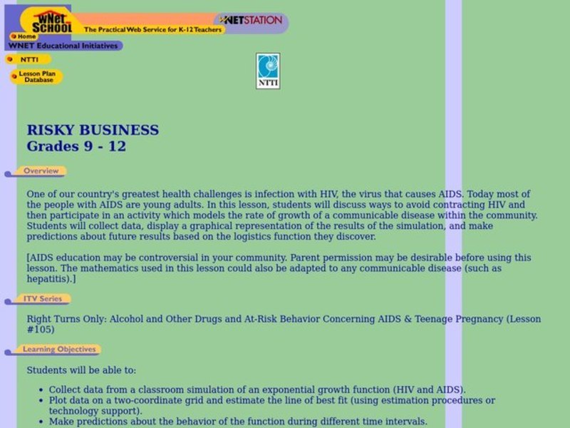 Risky Business Lesson Plan