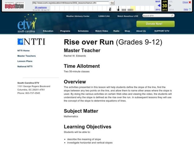 Rise Over Run Lesson Plan