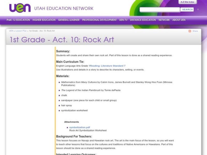Rock Art Lesson Plan