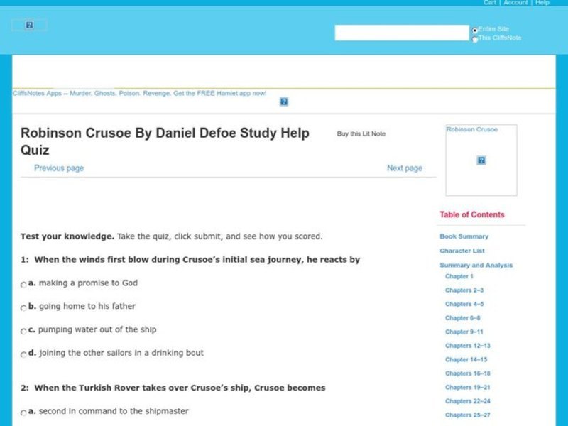 Robinson Crusoe by Daniel Defoe Interactive