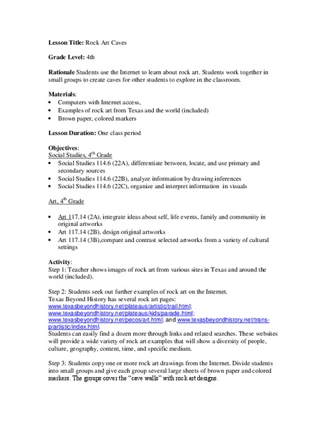 Rock Art Caves Lesson Plan